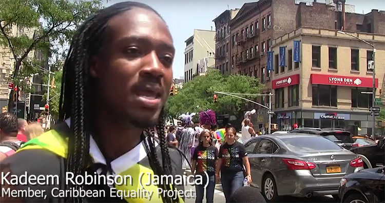 Caribbean reveler Kadeem Robinson from Jamaica at 2018 Gay Pride parade