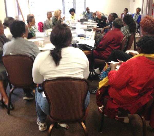 Riverside-book-club group-shot-with-farah-jasmine-griffin Discussing-Harlem-Nocturne 09132014 resized 600x530