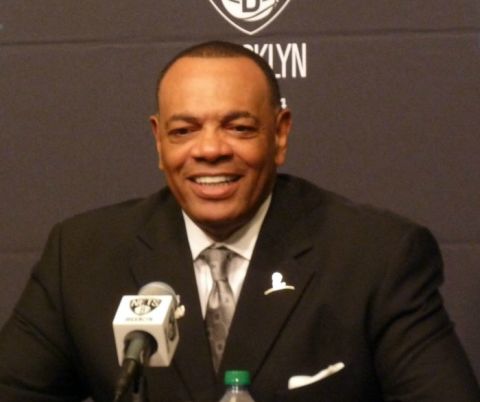 Brooklyn Nets head Coach Lionel Hollins addressing the media