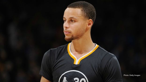 Stephen Curry, Golden State Warriors guard, playing for the West at the 2015 NBA All-Star Foot Locker Three-Point Contest