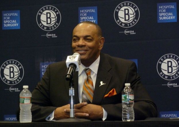 Brooklyn Nets Head Coach Lionel Hollins addressing the media at Brooklyn Nets Media Day at the Bets Practice Facility in East rutherford, NJ 