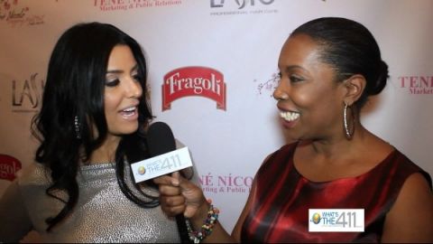 Ramona Rizzo, Mob Wives, reality TV personality, talking with What's The 411TV' correspondent Barbara Bullard at Shopping Night Out