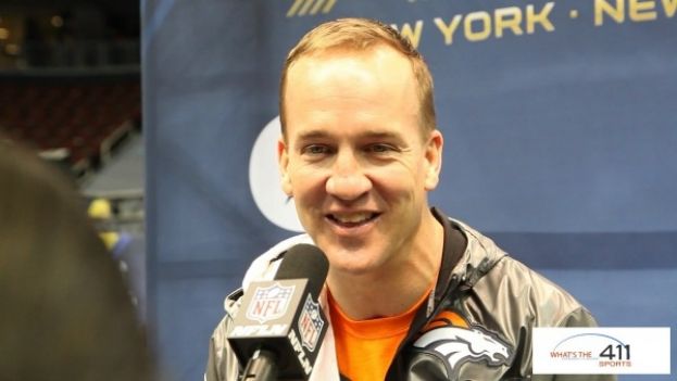 DENVER BRONCOS QUARTERBACK PEYTON MANNING AT SUPER BOWL 2014 MEDIA DAY