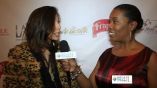 Neda Hakakian, P.Luca4Barami, Vice President of Merchandising and Professional Services, talking with What&#039;s The 411 correspondent, Barbara Bullard on the red carpet at the Shopping Night Out event to benefit Beating Cancer in Heels