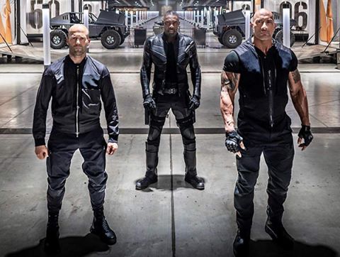 Fast and Furious presents: Hobbs and Shaw actors (left to right): Jason Statham, Idris Elba, and Dwayne Johnson