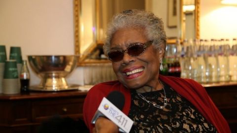 Dr. Maya Angelou giving an exclusive interview to What's The 411 correspondent, Kizzy Cox