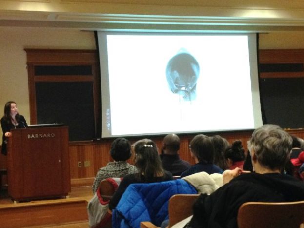 Saskia Hamilton, Director, Women Poets at Barnard opening a session of Writers at Barnard featuring poets Claudia Rankine and Robert Hass