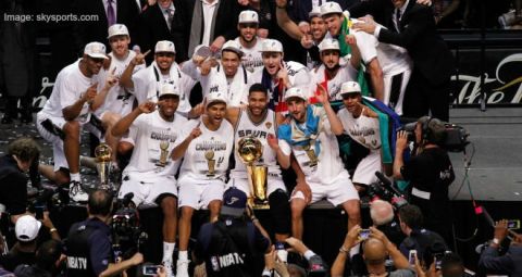 San Antonio Spurs team following the decisive NBA Finals championship game