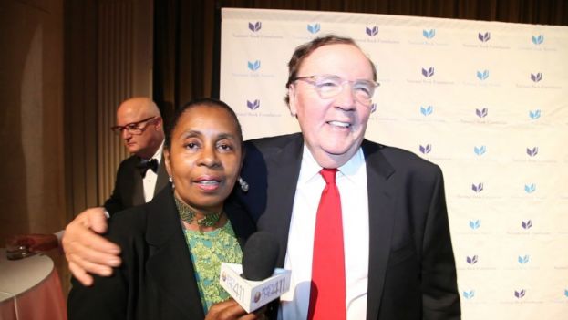 What&#039;s The 411 Book Editor Luvon Roberson and award-winning author James Patterson on the red carpet at the 2015 National Book Awards at Cipriani Wall Street in New York City
