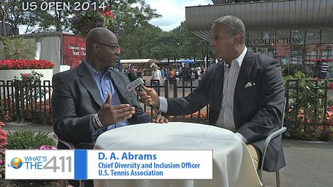 D.A. Abrams, Chief Diversity and Inclusion Officer, U.S. Tennis Association, speaking with Glenn Gilliam, host of What's The 411Sports