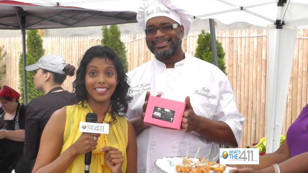 Stacy Narine interviewing Todd Jones owner of Sweet Dreams Mini Donuts at the 2013 Brooklyn Beer and Wine Festival