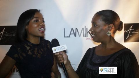 Fashion designer Taneasha Prunty talking with What's The 411TV correspondent Barbara Bullard