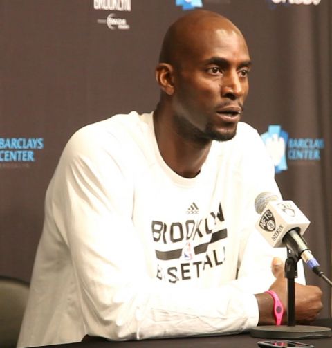 Kevin Garnett addressing the media