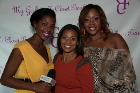 Left to right: What's The 411 reporter, Crystal Lynn  talking with the founders of My Girlfriend's Closet, Valerie Morrison and Saffiyah Rodgers